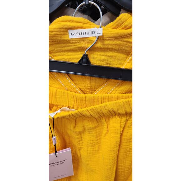 NWT AVEC LES FILLES Cotton Gauze Top & Shorts In Soft Tangerine L - Picture 7 of 9